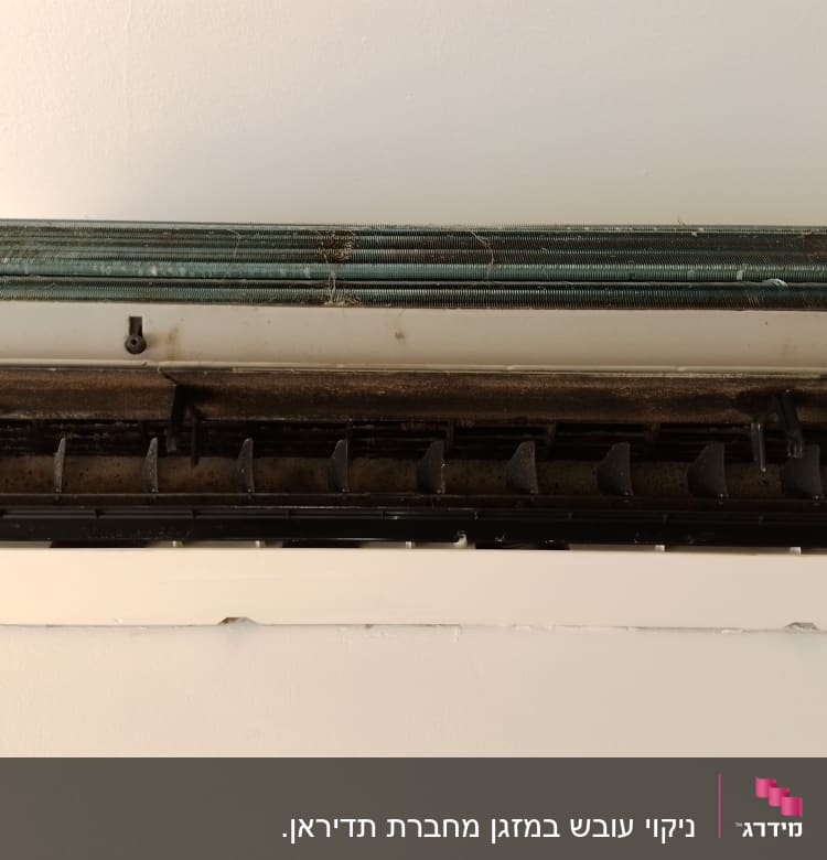 יחידת מיזוג אוויר עם לכלוך על הסלילים